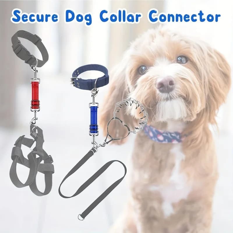 Adjustable Dog Collar Extender Strap 360° Rotating Anti-Tangle Leash Connector Reflective Heavy Duty for Walking Car Travel