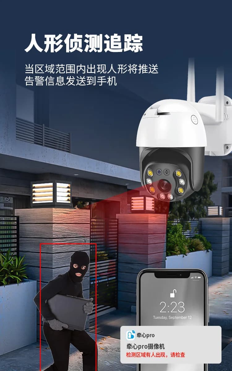 5MP 1620P Carecam APP Telecamera dome IP PTZ wireless a colori AI Rilevazione umanoide Monitoraggio automatico Baby monitor di sicurezza domestica
