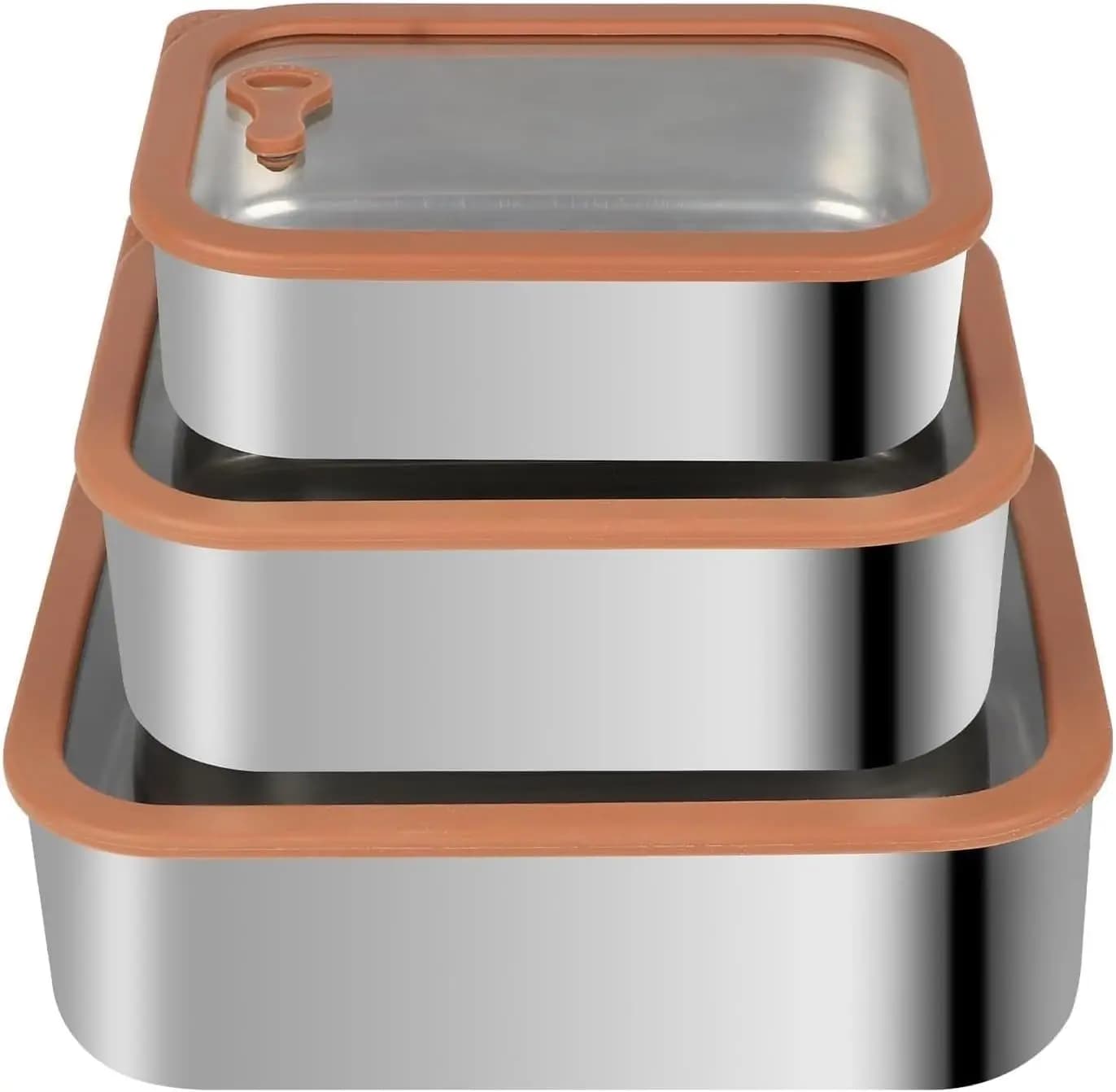 Contenitori per Alimenti in Acciaio Inox 304 - Set con Coperchio in Vetro Resistente al Calore per Preparazione Sicura dei Pasti, Ideale per Cucinare