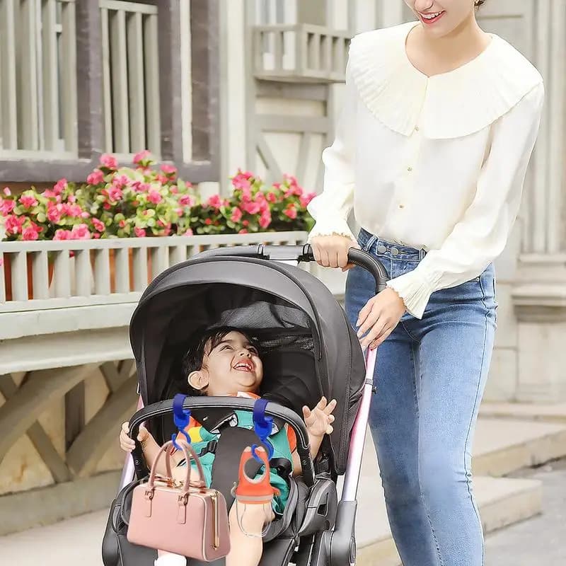 Ganci per passeggino per borse gancio per mamma 2 pezzi Clip per passeggino girevole gancio per Organizer per passeggino comoda borsa per mamma multiuso