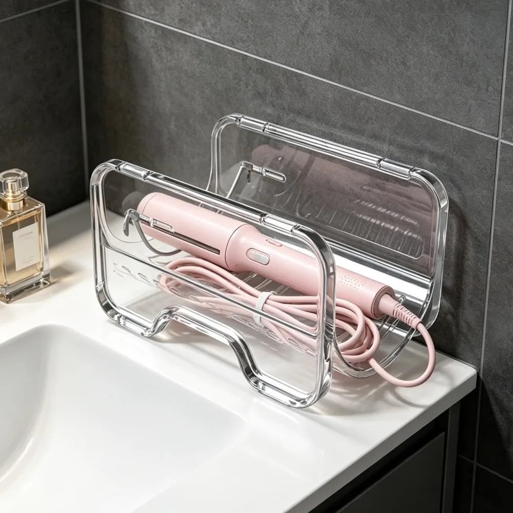 Organizer Stackable for Iron Hairpins, Spare Parts, Plastic Container Refined for Bathroom