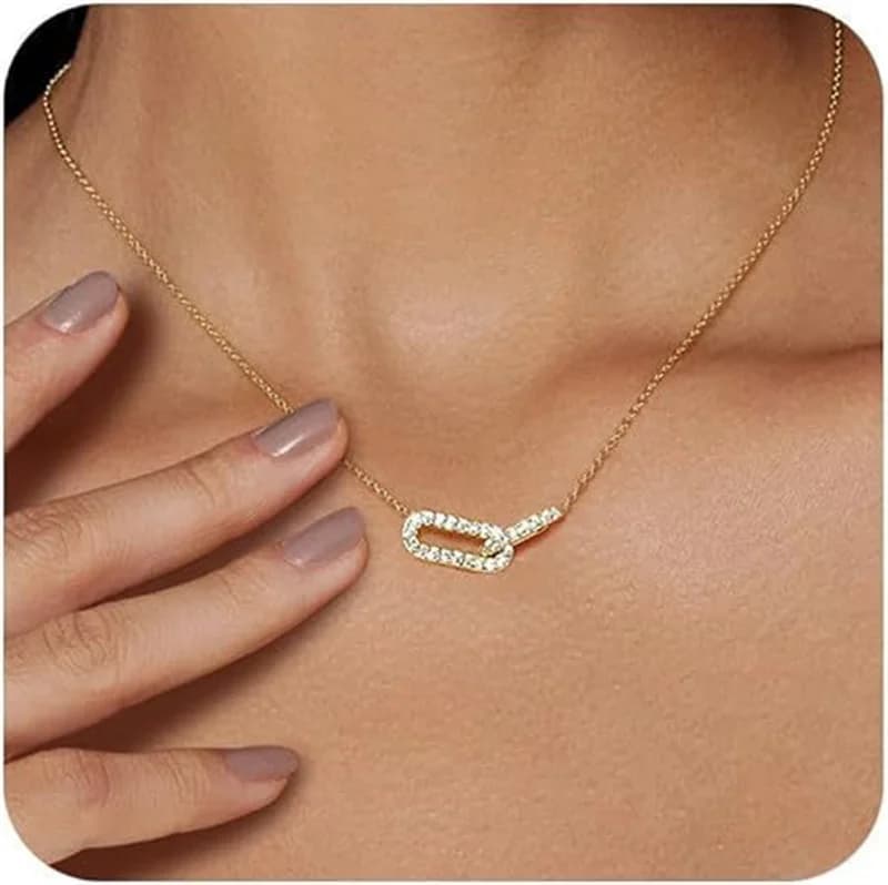 Collana con ciondolo doppio cerchio con strass lucidi color oro per donna ragazza clavicola girocollo gioielli di moda regalo festa femme