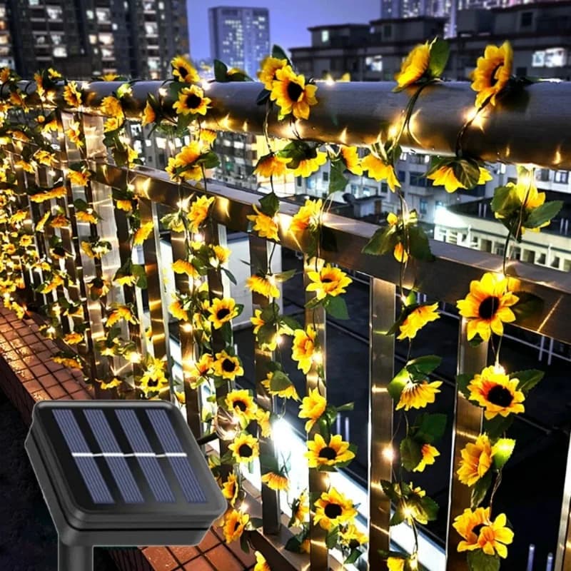 Luci a LED a Festone con Foglie Artificiali da 2/5/10M, a Energia Solare per Esterni, Giardino, Patio, Matrimoni, Feste, Decorazione Casa