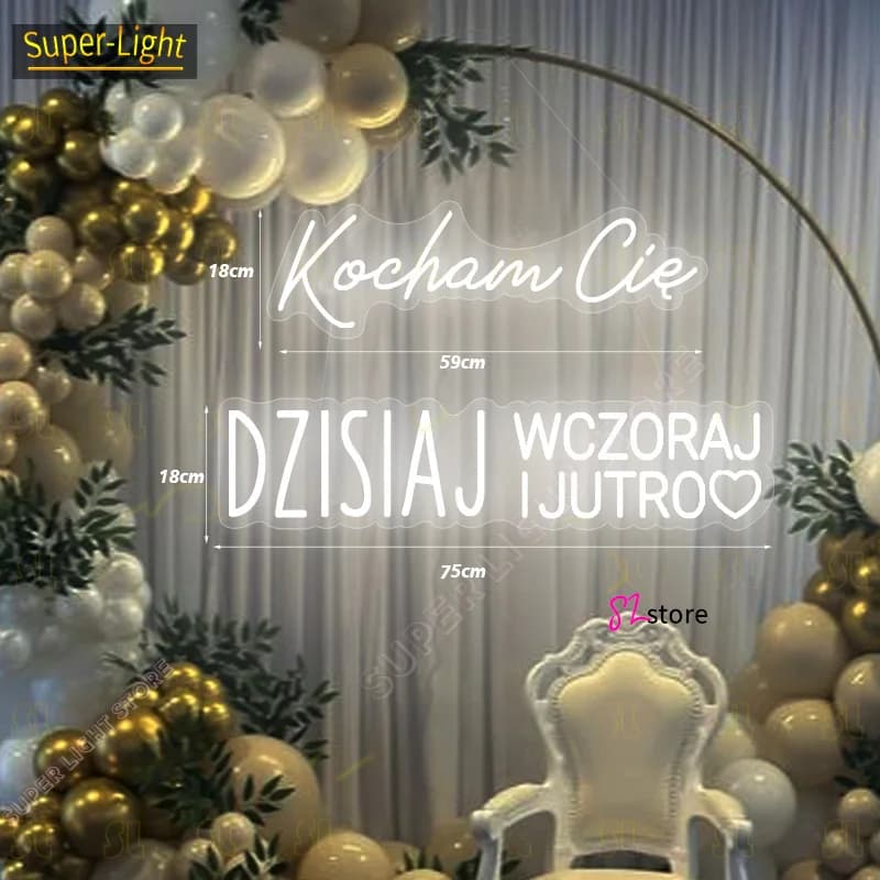 Grande insegna al neon a LED personalizzata da 75 cm Ti amo oggi di ieri e domani per la decorazione domestica della stanza di compleanno di nozze
