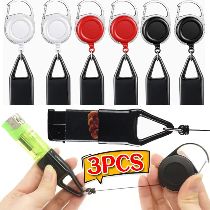 Lighter Leash Retractable Keychain Clip Anti-Loss Lighter Protective Sleeve Anti-theft Easy-to-pull Buckle Rope Elastic Keychain