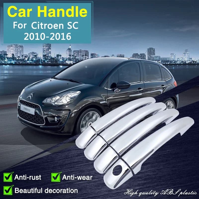 Per Citroen C3 SC 2010 2011 2012 2013 2014 2015 2016 copertura della maniglia della porta cromata accessori per auto adesivi Retrofit di cattura antiruggine