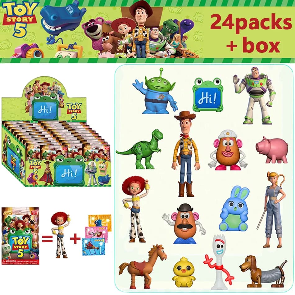 Anime Toy Story 2 - 24 pz Blind Box PVC Woody Buzz Lightyear Modellini PVC Personaggi Giocattolo Misteriosi Decorativi Regali di Natale