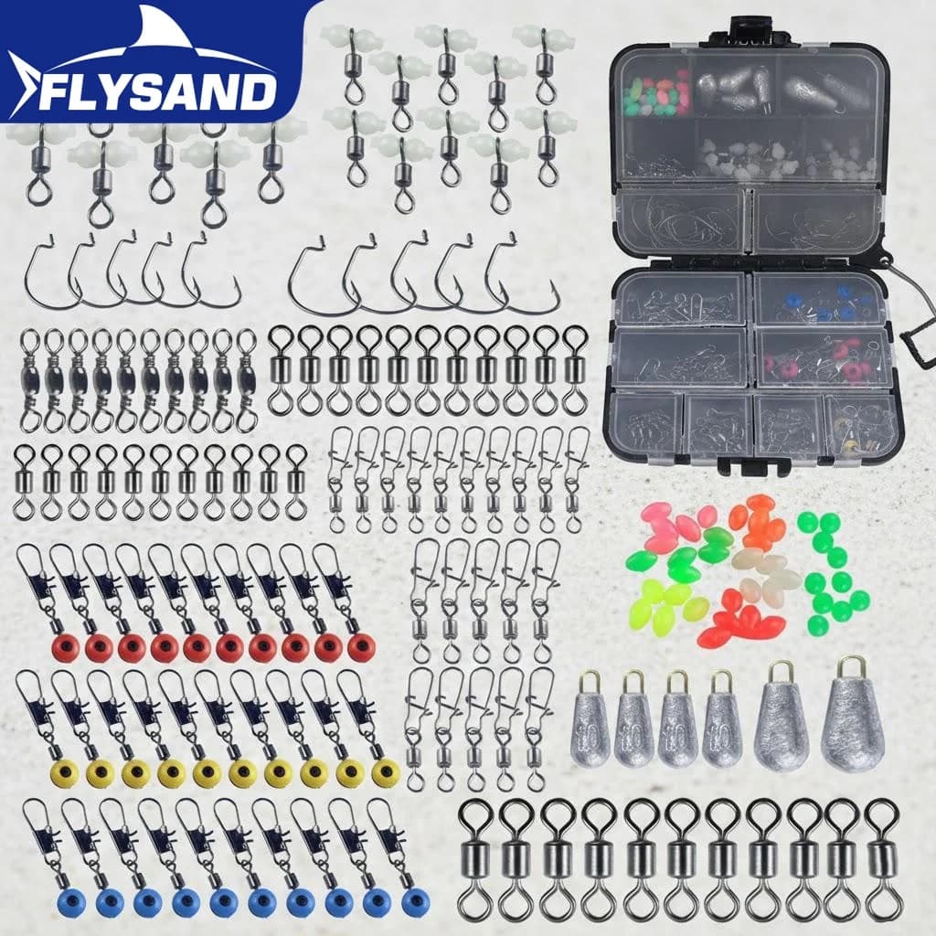 177 Piece Fishing Accessories Kit, Tool Box with Ami, Weights, Leads, Reels, Luminous Beads, Lightweight and Portable