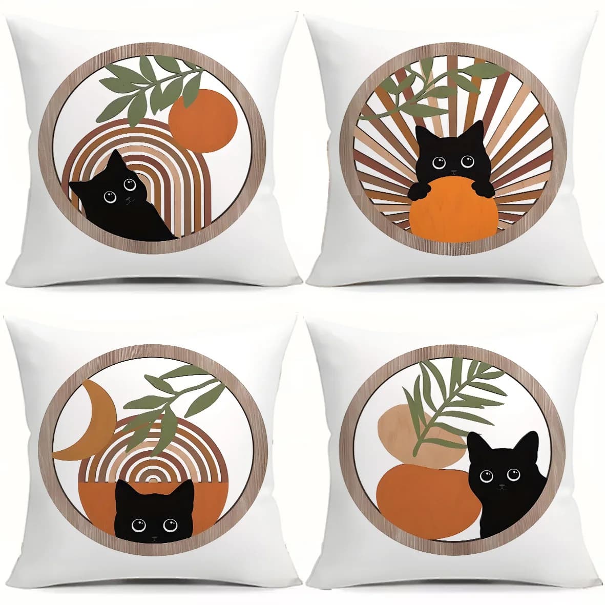 Minimalist style black cat digital printing pillow cover Short plush Suitable living rooms bedrooms sofas throw cushion cover