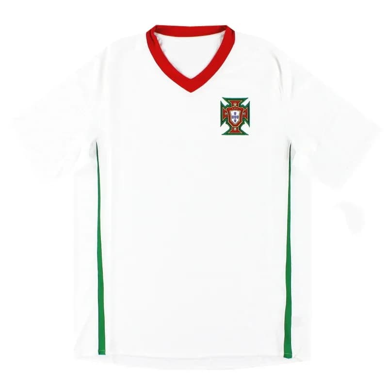 Maglia da Calcio Stile Nazionale Portoghese per Uomo, Asciugatura Rapida, Traspirante, con Design Bianco e Bordi Rossi e Verdi per Tifosi