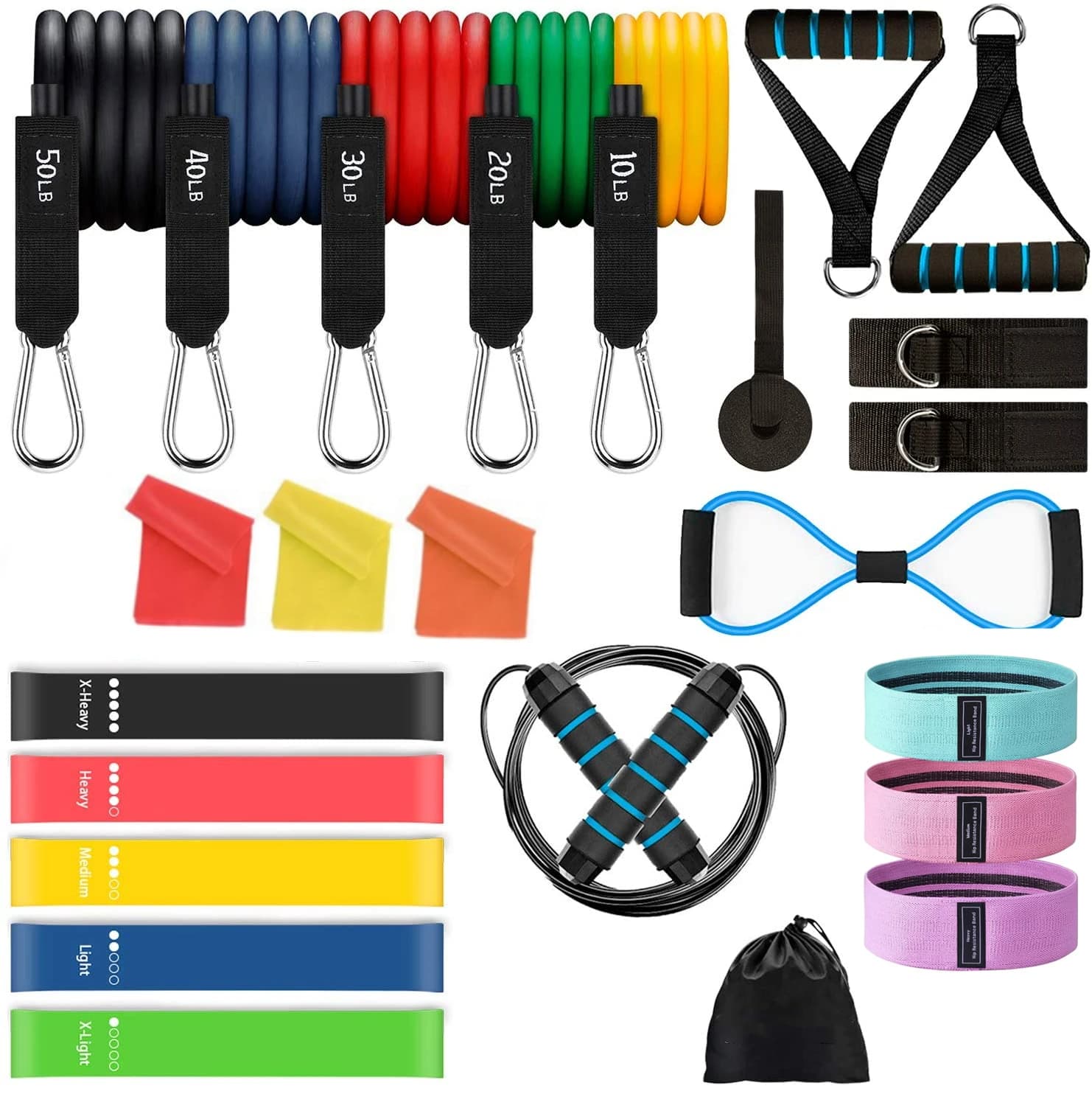 Set of resistance bands for training tubes with fitness jump rope 1