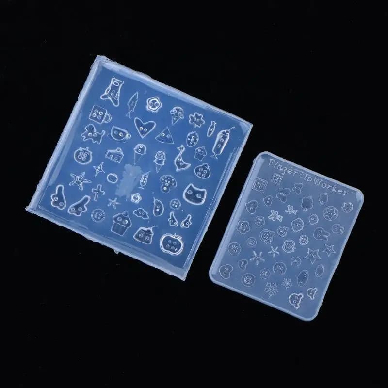 Small 3D Button Manicure Mold Silicone Multi Pattern Non-Stick Nail Art Casting Tool for Home DIY Nail Decoration