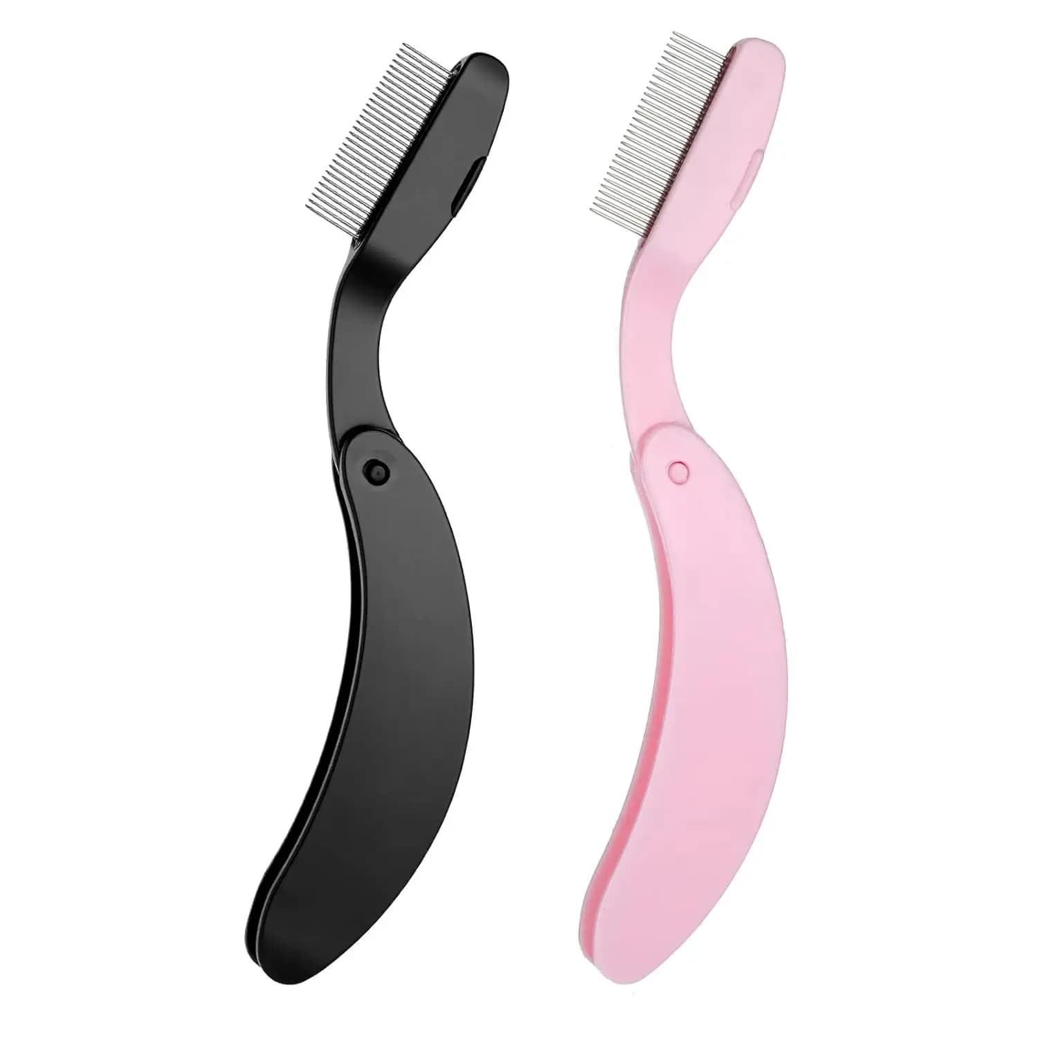 Foldable 2-piece eyelash combs: portable eyelash separator and mascara tool, travel-free application (salone and home use)