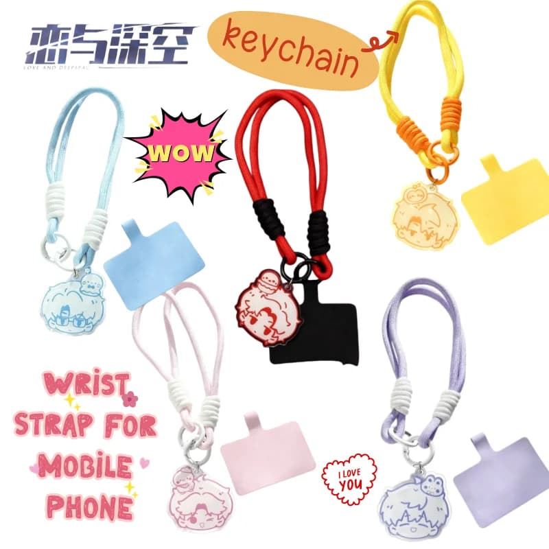 New Love and Deepspace Xavier Caleb Sylus Zayne Bag Lanyard Ins Style Wrist Phone Chain High Color Value Cartoon Couple Keychain