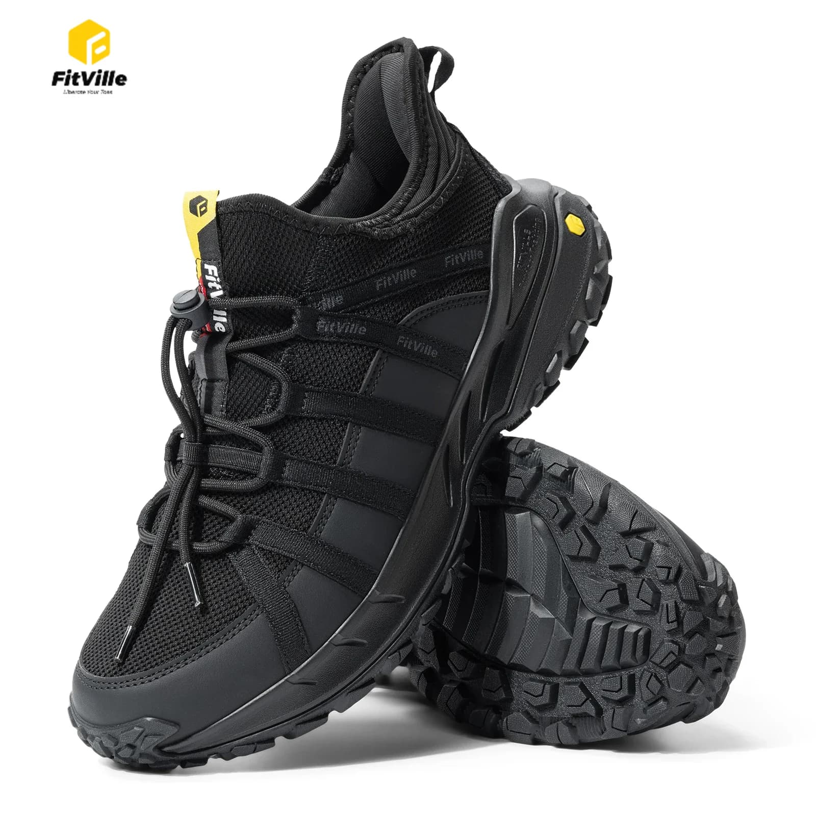 FitVille Scarpe slip-on larghe da uomo Scarpe da trekking da passeggio Mocassino da trekking all'aperto Supporto per arco antiscivolo Scatola con punta larga