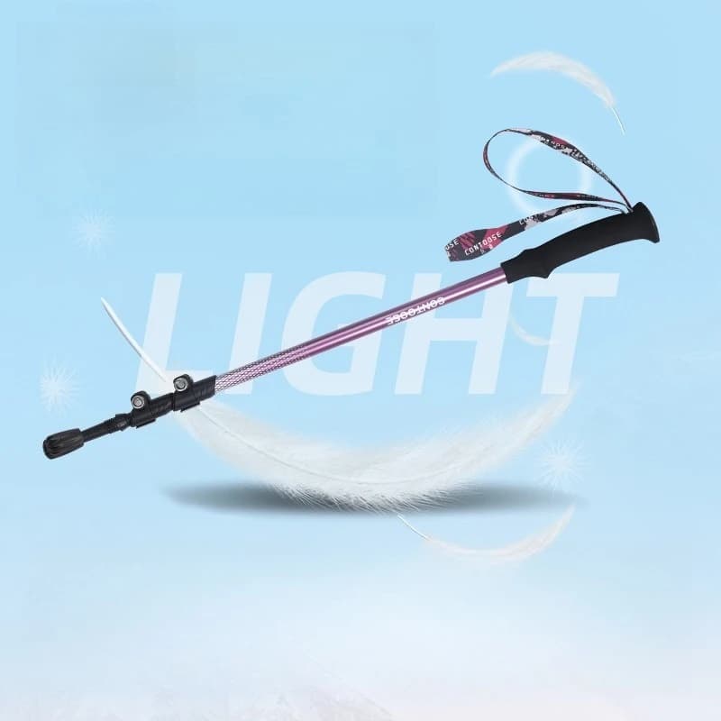 Telescopic Carbon Fiber Trekking Stick, Mountain Climbing Equipment, Aluminum Alloy Buckle, Non-slip Stick