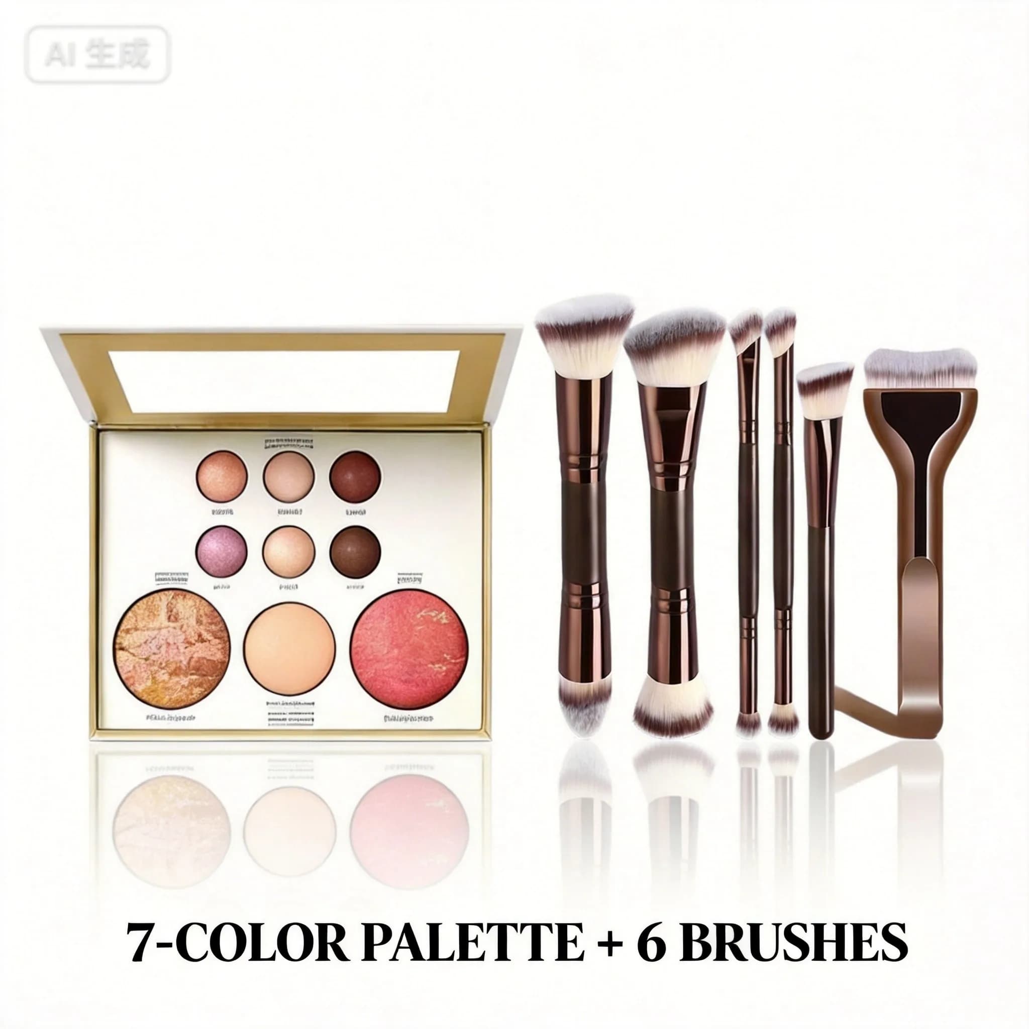 Palette trucco 9 colori con set di 6 pennelli, kit completo per il trucco di fine anno, ombretto multieffetto e sfumatura viso per donne