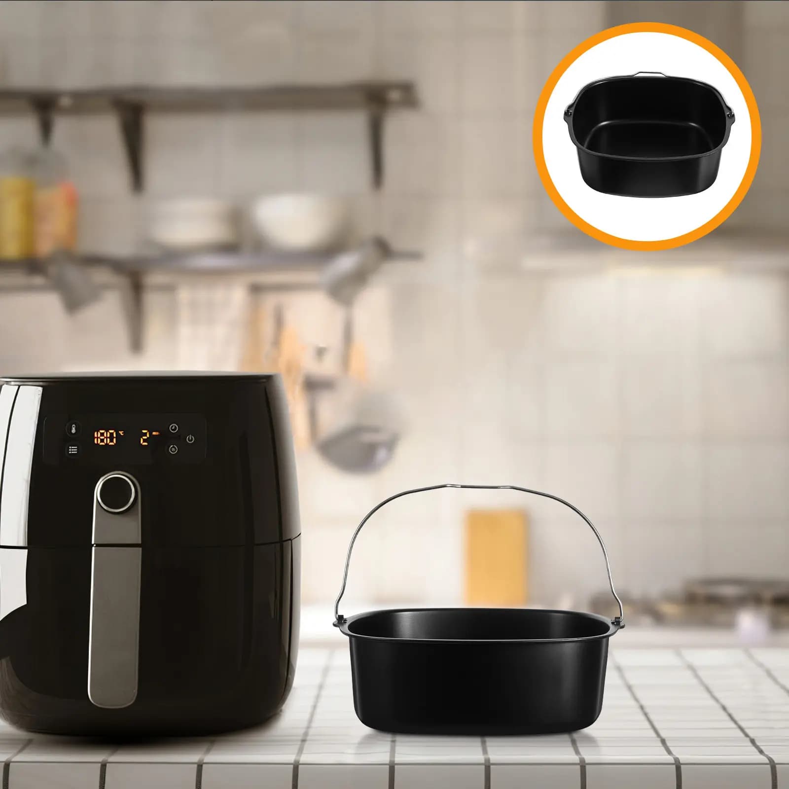 Multi Function Air Fryer Cake Barrel Oven Baking Basket Carbon Steel Heavy Duty Cake Baking Supply Detachable Basket Kitchen Air