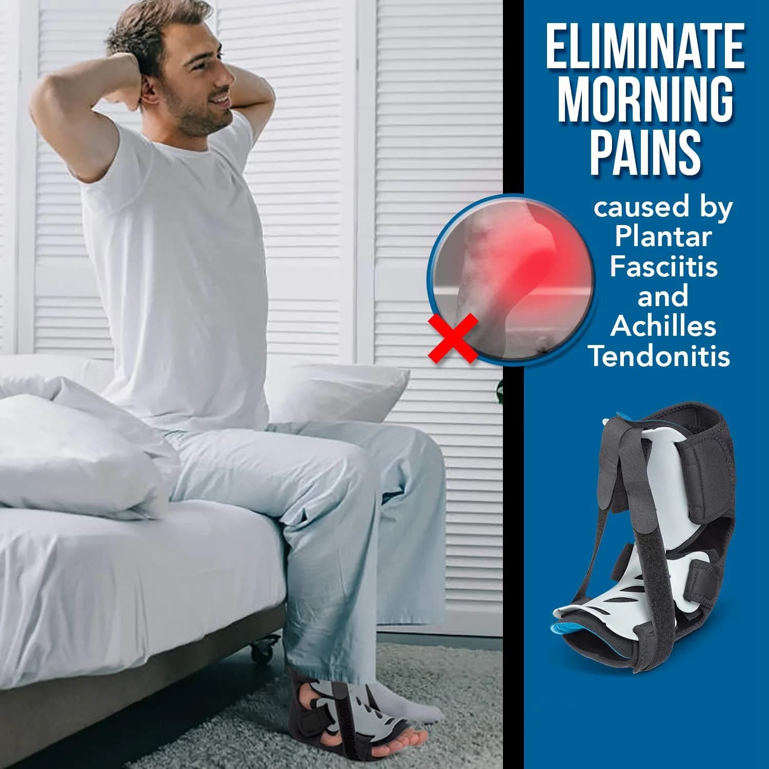 ABXY Plantar Fasciitis Night Splint Foot Support Boot for Fascia Tendon and Calf Stretching Heel Bone Spur Arch Pain
