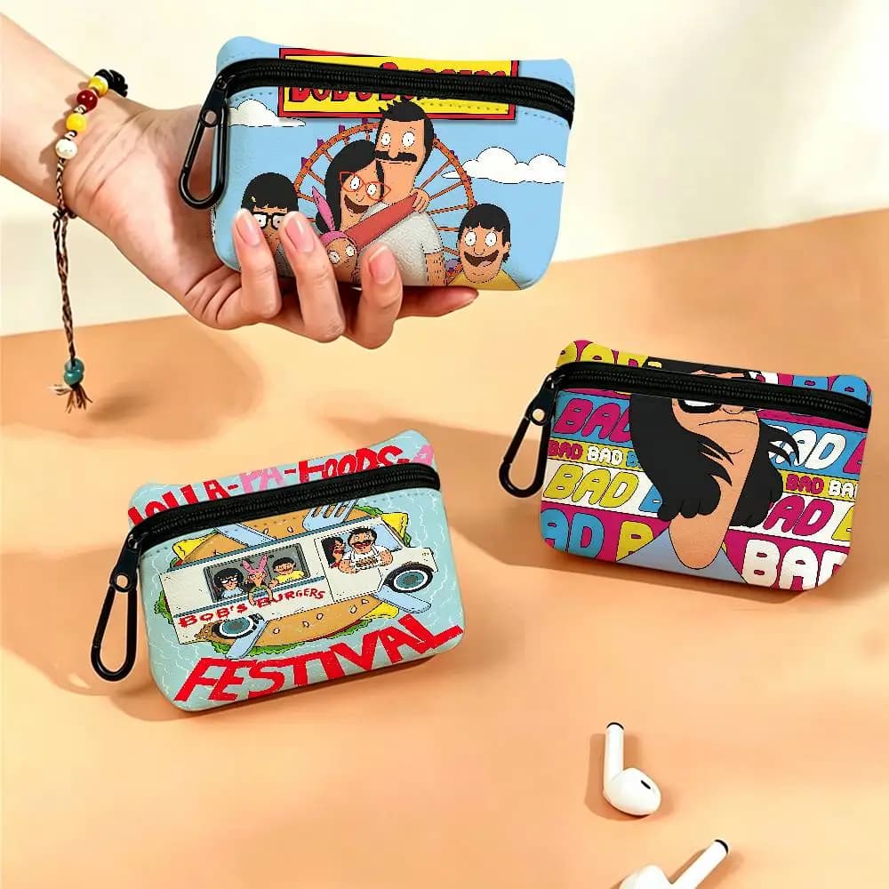 Cartoon B-Bobs Anime BurgersES Wear-resistant Oxford Cloth Coin Purse Portable Backpack Hanging Card Storage Bag