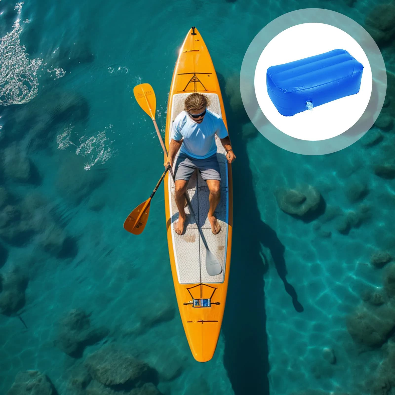 Cuscino Gonfiabile Ergonomico in PVC per Barche, Kayak, Rafting e Sport Acquatici, Comodo e Antiscivolo