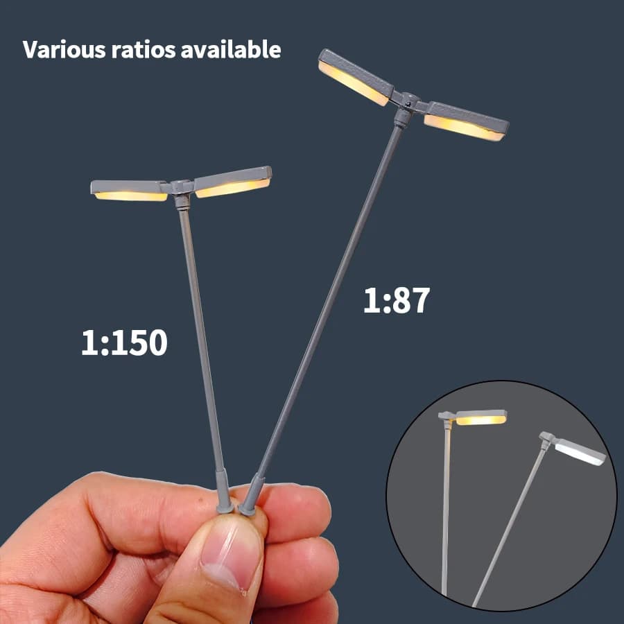 1/87 1/150 Model in Ladder 3V Street Led Lamp in Single Head/Double for Train Rail Lampost Scene Layout in Miniature Decor 1 PZ