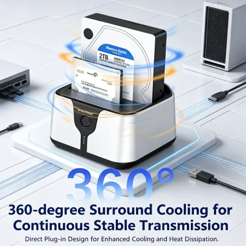 Docking Station Desktop Offline per Clonazione HDD, Box per HDD/SSD a 2 Bay, Adattatore SATA a USB 3.0