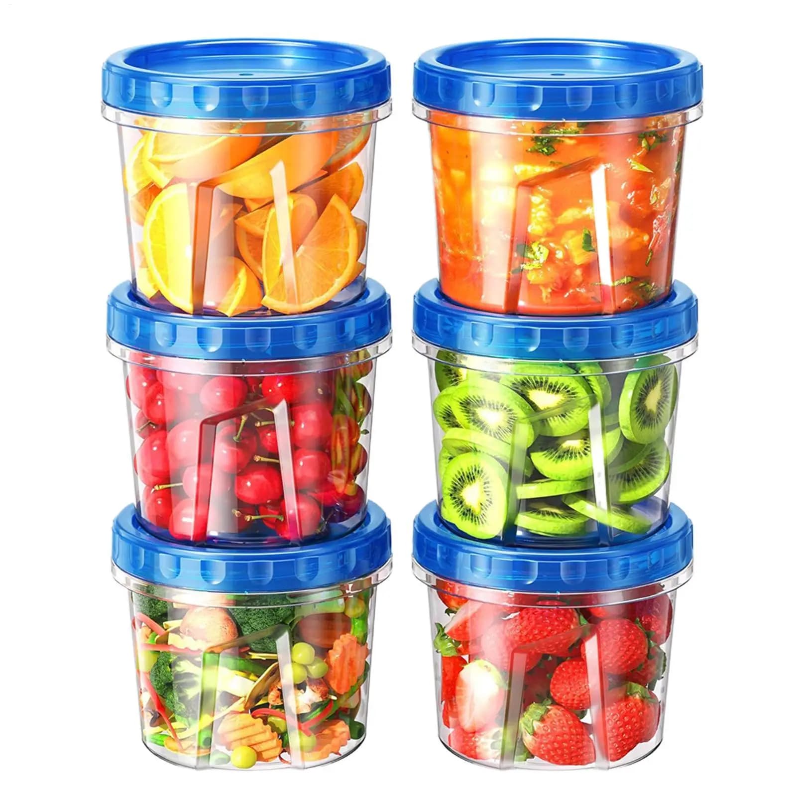 Contenitori per congelatore da 16 once, set da 6 pezzi impilabili, contenitori per la preparazione dei pasti con coperchi, piccoli contenitori per la preparazione dei pasti per frigorifero e cucina