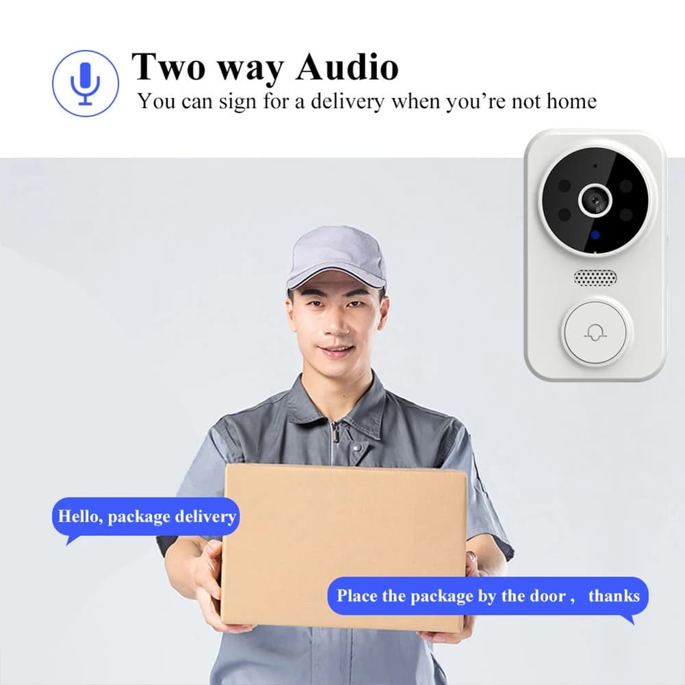 WiFi Wireless Video Doorbell with Chime APP Remote Monitoring Intelligent Doorbell Front Door Camera Indoor Outdoor Surveillance