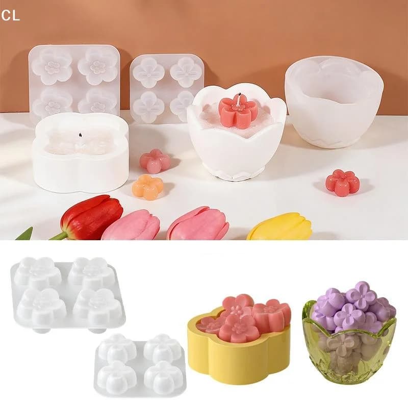 Set di stampi in silicone AttireTroveFlower per la creazione di candele, stampi per vasi di fiori in resina per lavori fai da te