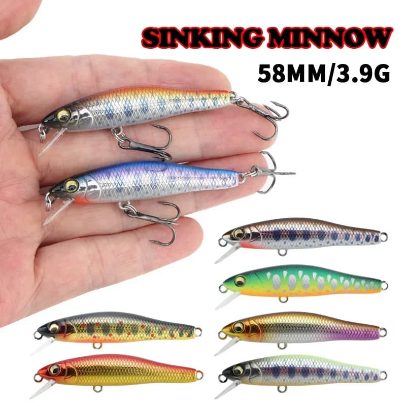 58mm/3.9g Topwater Bass Crankbait per la pesca in flusso e sul fiume con esca realistica Esche da pesca affondanti realistiche