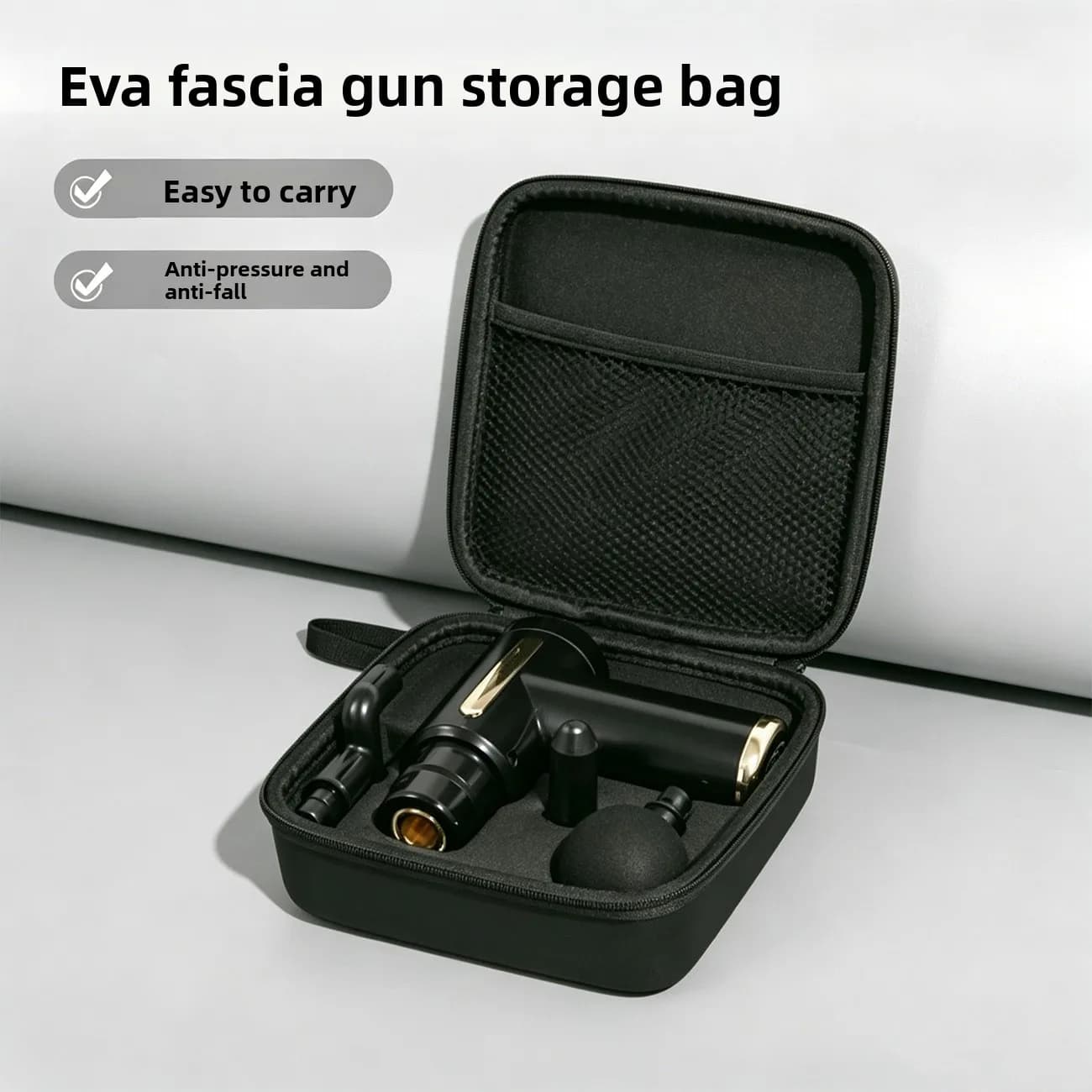 EVA Hard Case for Massage Gun, Shockproof Waterproof Travel Bag for Fitness Massager, Portable Storage Box