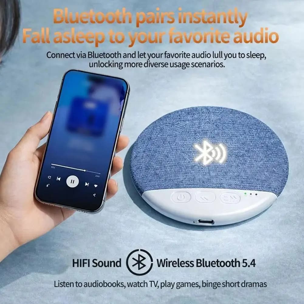 Mini Altoparlante Bluetooth da Letto Sotto il Cuscino - Macchina del Suono HiFi Stereo con Rumore Bianco, Soundbar Wireless e Lettore Musicale MP3