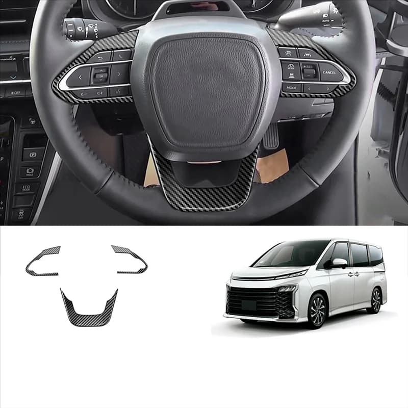 RHD Interior Car Wheel Cover Trim Stickers Kit For Toyota Voxy Noah 90 Series 2022 2023 + ABS Carbon Fiber Parts
