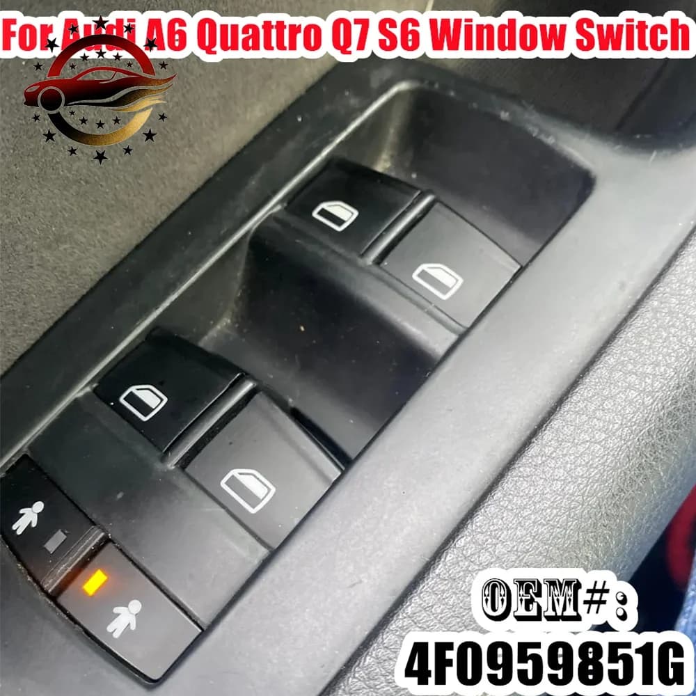 Pulsante di Controllo Elettrico per Finestrini, Interruttore Alzacristalli 4F0959851G per Audi A6 Q7 2005-2015 S6 2007-2011 4F0 959 851G