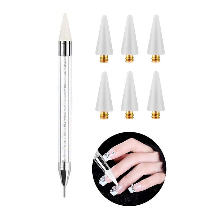 Strumento per la raccolta di strass Penna punteggiata con 6 punte di cera Decorazione fai da te per manicure a doppia estremità per strass e pietre preziose
