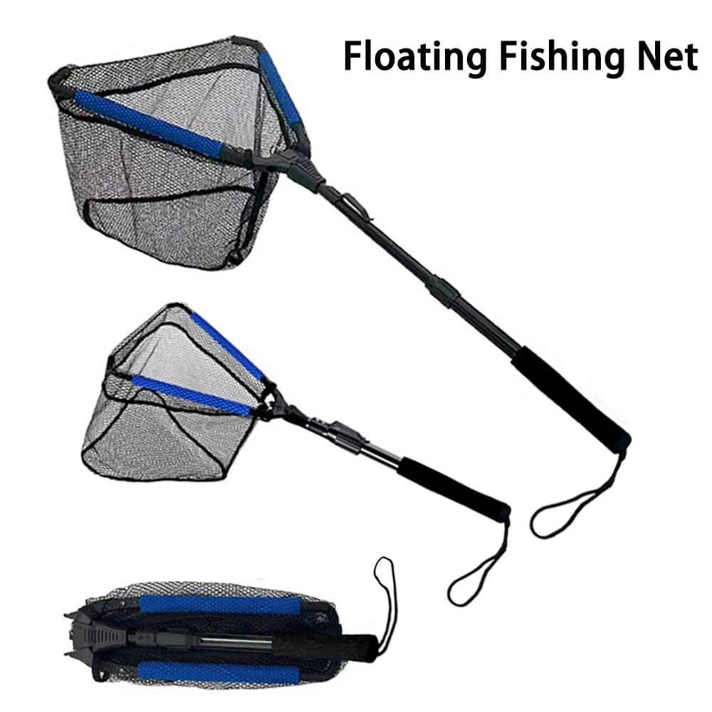 Rete da pesca di atterraggio Rete galleggiante pieghevole Asta portatile ultraleggera in lega di alluminio nano mesh per attrezzi per pesci d'acqua dolce e salata