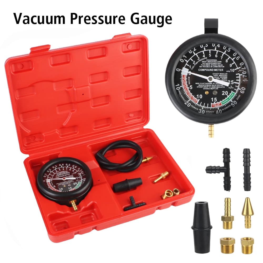 Manometro automobilistico Tester di pressione del vuoto Cilindro per auto moto Sistema di scarico carburante Sensore di ossigeno Manometro di prova Adattatore da 4 pezzi
