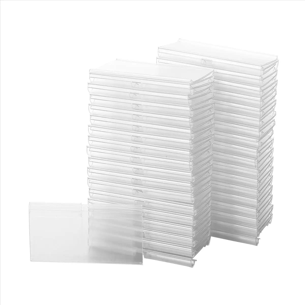 HITL 70 Pezzi Portaetichette in Plastica Trasparente 8x4,2cm per Scaffali, Etichette Prezzo al Dettaglio, Clip per Etichette per Contenitori