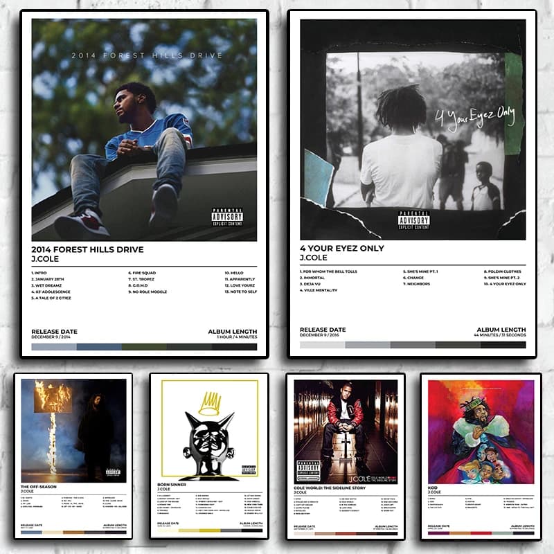 Copertina dell'album musicale Pop Rap J COLE Poster Rapper estetico Hip Hop Rock bornsinner fuori stagione Stampa su tela Decorazione della stanza di arte della parete