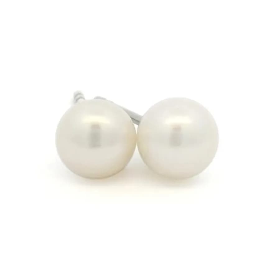 Quality Assurance F136 Pure Ttitanium Hypoallergenic White Freshwater Cultured Pearl Stud Earrings for Women