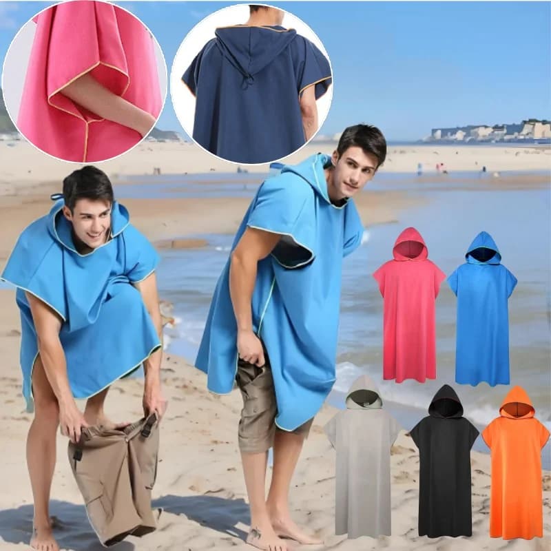 Asciugamano con cappuccio in microfibra Uomo Donna per il nuoto Spiaggia Viaggi Asciugatura rapida Fasciatoio Mantello Asciugamano da bagno Accappatoio Poncho da surf Sauna Gioca