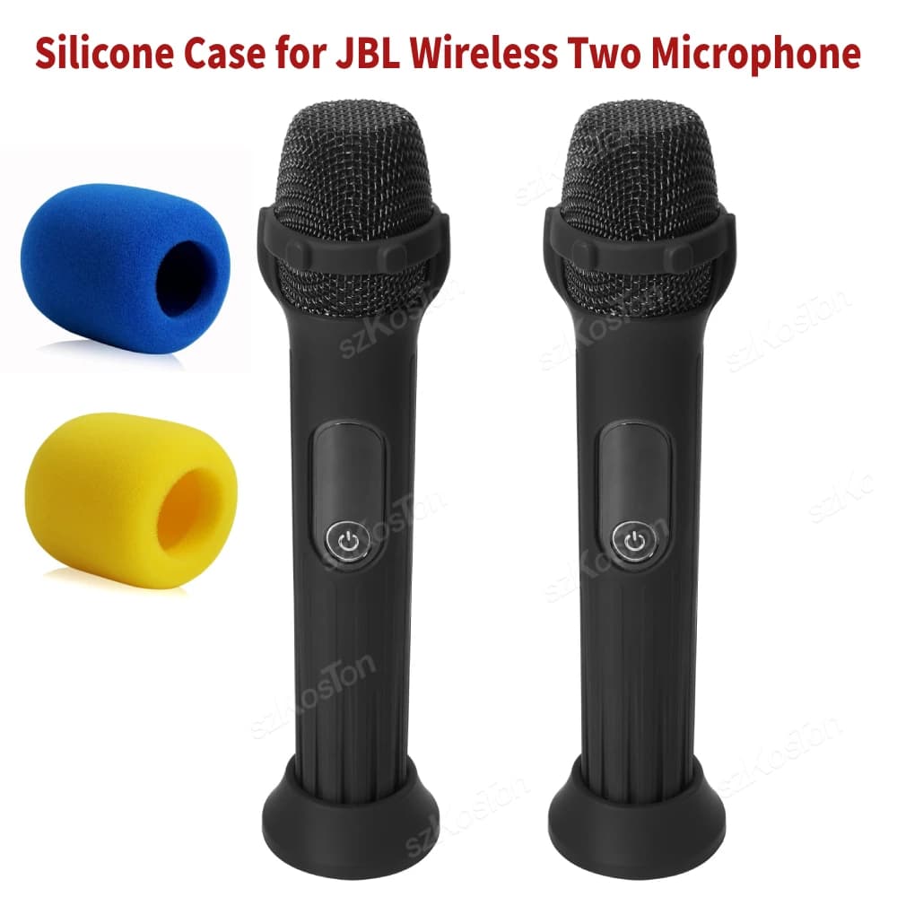 Custodia protettiva in silicone per JBL Wireless Two Microphone Confezione da 2 con copertura in schiuma Supporto per maniche per microfono con asta base antirollio