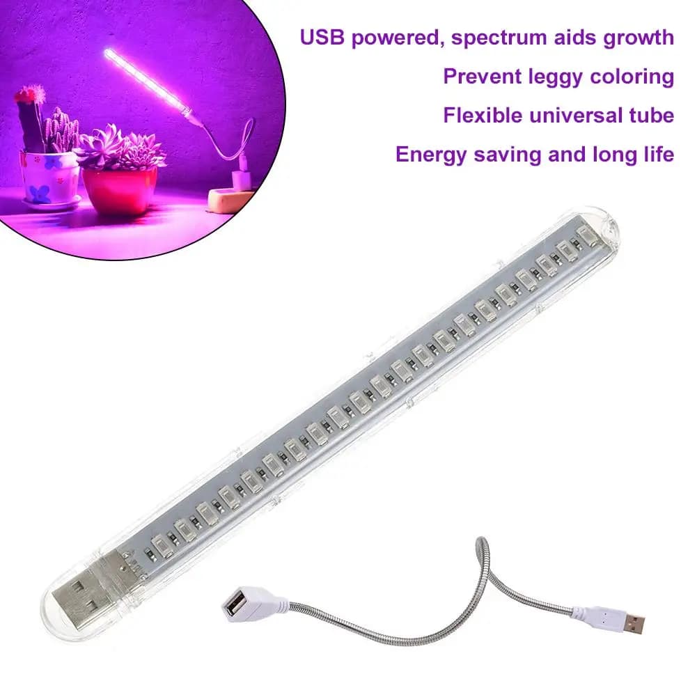 Striscia LED per Coltivazione a Spettro Completo Alimentata via USB, Lampada Flessibile a Collo d'Oca per Piante da Interno/Succulente/Piantine