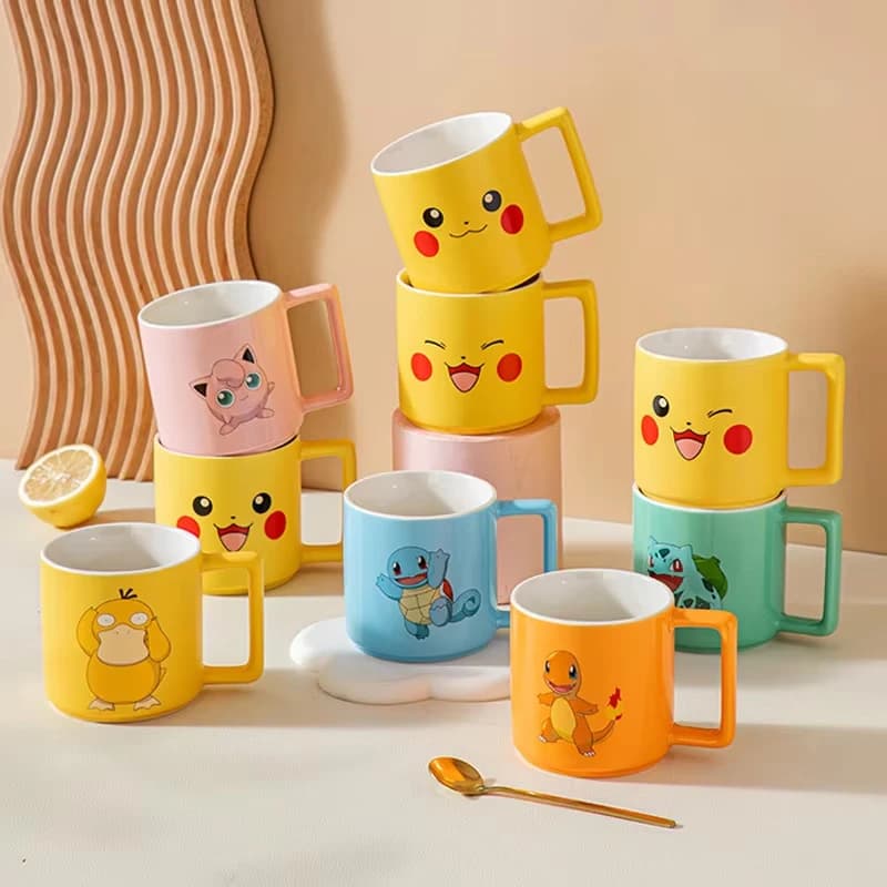 SHUNXIANG Tazze in ceramica da 330 ml con licenza Pokémon Tazze da caffè per bambini Colazione Tazza da latte Stoviglie per bevande carine Tazza da caffè in ceramica