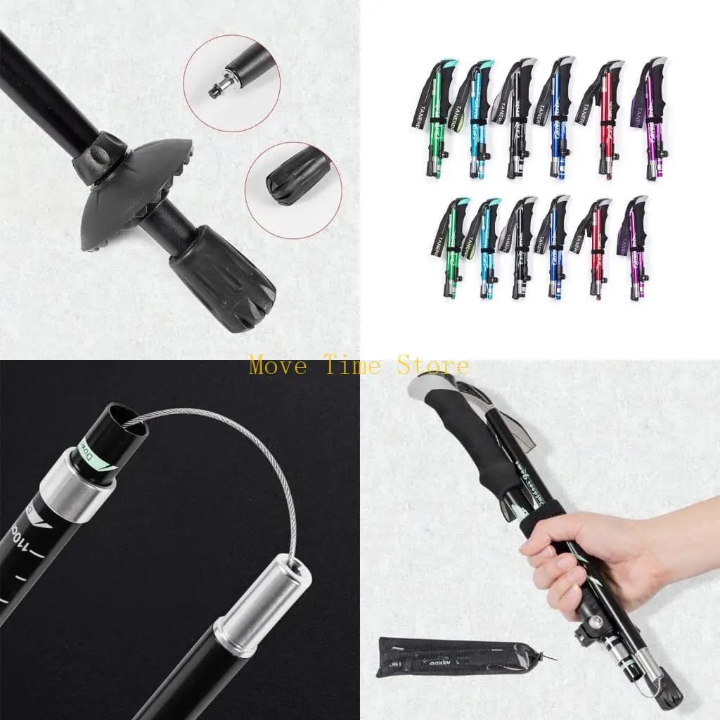 Foldable trekking poles for outdoors 5 sections 92ME Camping pole for hiking in aluminium