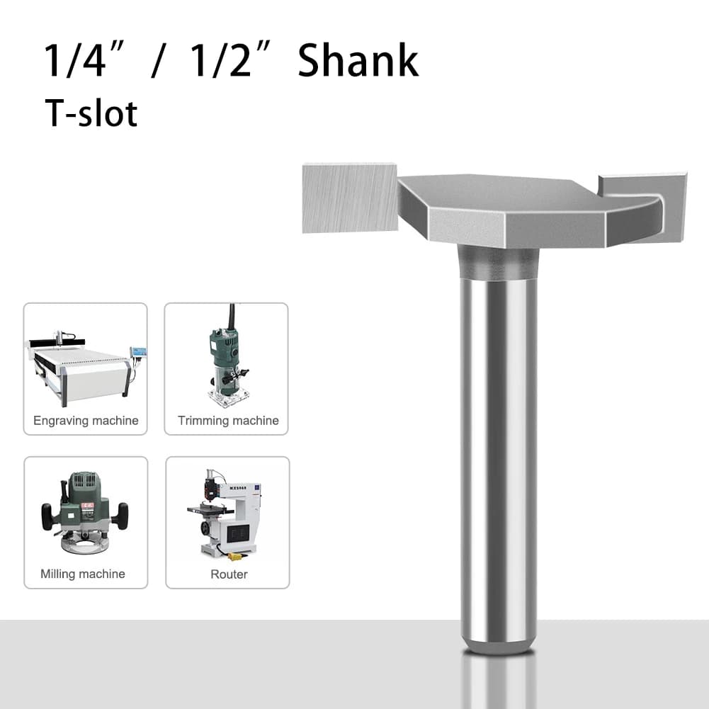T-Slot Wood Router Bit 1/4"1/2" Shank For Trimmer Wood Board Recess Groove Processing Work Milling Cutter