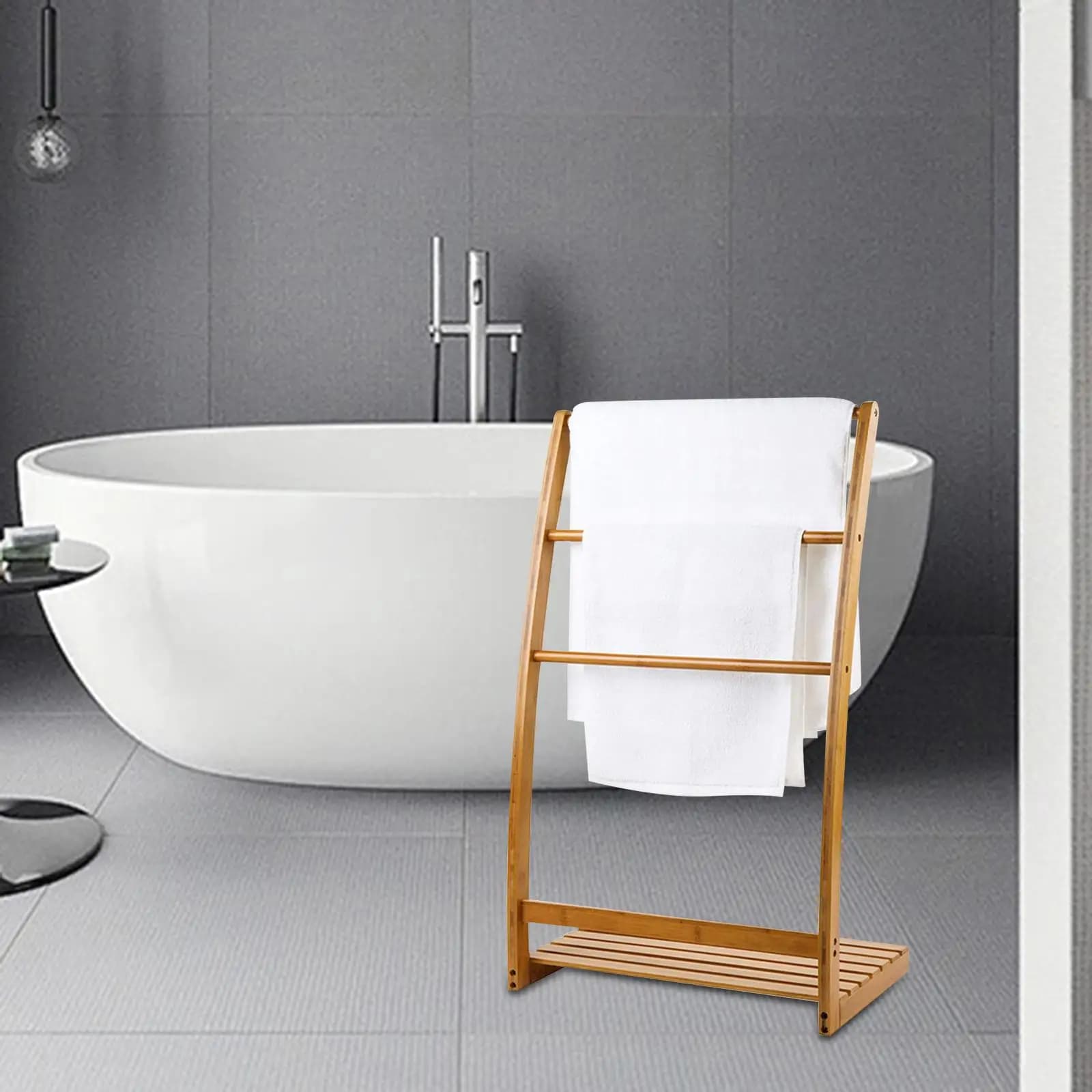 Freestanding Towel Holder Bathroom Towel Stand for Bathrobe Hand Towel Facecloth