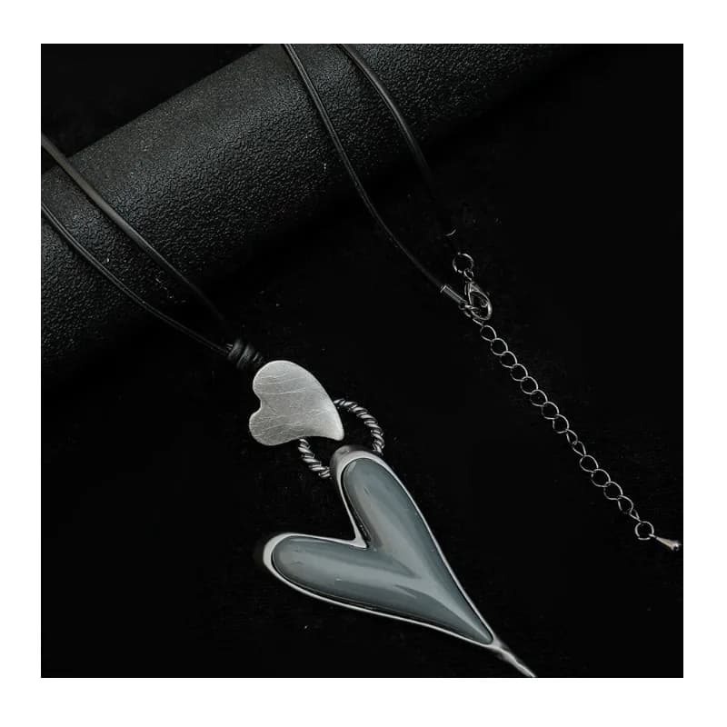 Nuova Collana alla Moda, Semplice ed Elegante, a Forma di Cuore, Accessorio Gioiello per Maglione
