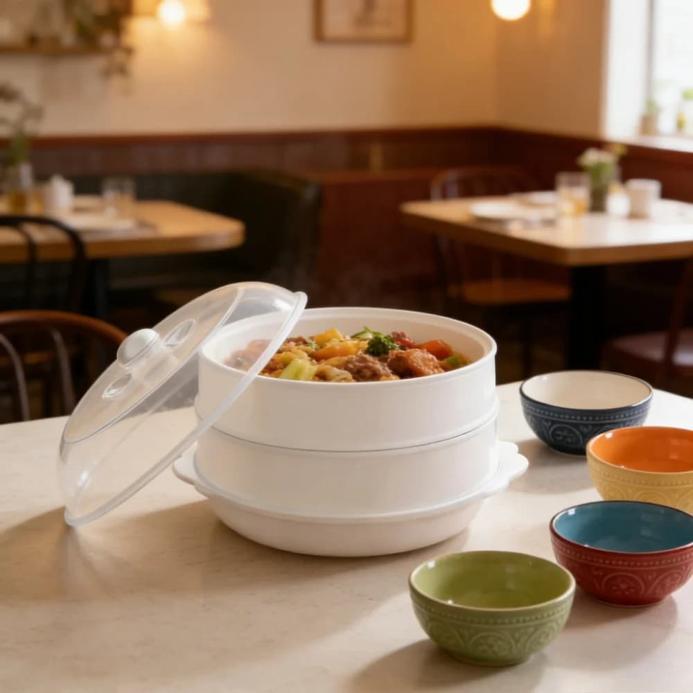 Microwave Steamer – Food-Grade PP Multi-Layer Stackable with Transparent Lid, Kitchen Heating Essential for Buns/Dumplings/Veggies, Heat-Resistant Storage Container